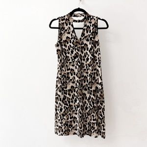 Prelude... Cut Out Mock Neck Holiday Casual Chic Leopard Animal Print Mini Dress